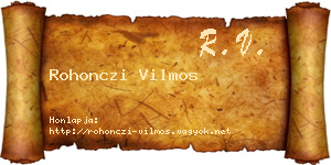 Rohonczi Vilmos névjegykártya